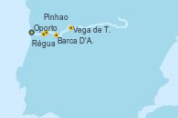 Oporto (Portugal), Régua (Portugal), Vega de Terrón (España), Barca D'Alva (Portugal), Pinhao (Portugal), Oporto (Portugal), Oporto (Portugal), Oporto (Portugal)