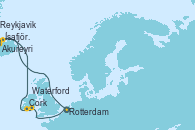 Rotterdam (Holanda), Akureyri (Islandia), Ísafjörður (Islandia), Reykjavik (Islandia), Cork (Irlanda), Waterford (Irlanda), Rotterdam (Holanda)